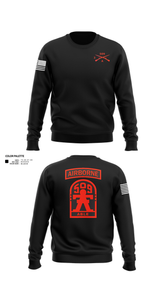 Crew Neck Sweatshirt, 3-509th Parachute Infantry BN Able Nation, , Teamtime, Team time, sublimation, custom sports apparel, team uniforms, spirit wear, spiritwear, sports uniforms, custom shirts, team store, custom team store, fundraiser sports, apparel fundraiser