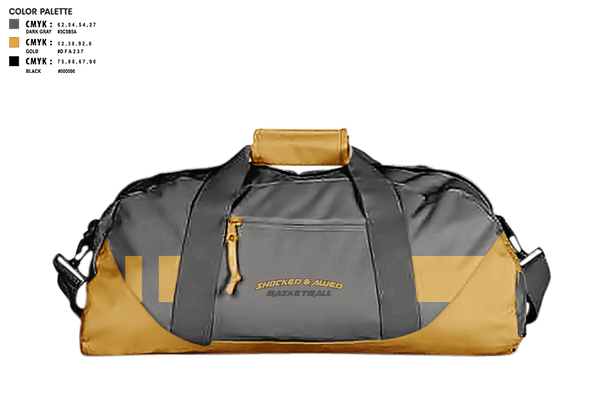 Duffle Bag, Shocked & Awed, Men's Basketball, Teamtime, Team time, sublimation, custom sports apparel, team uniforms, spirit wear, spiritwear, sports uniforms, custom shirts, team store, custom team store, fundraiser sports, apparel fundraiser