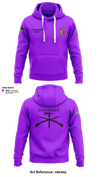 Hoodie, Charger Co. / 2-112th Infantry Battalion, National Guard, Teamtime, Team time, sublimation, custom sports apparel, team uniforms, spirit wear, spiritwear, sports uniforms, custom shirts, team store, custom team store, fundraiser sports, apparel fundraiser