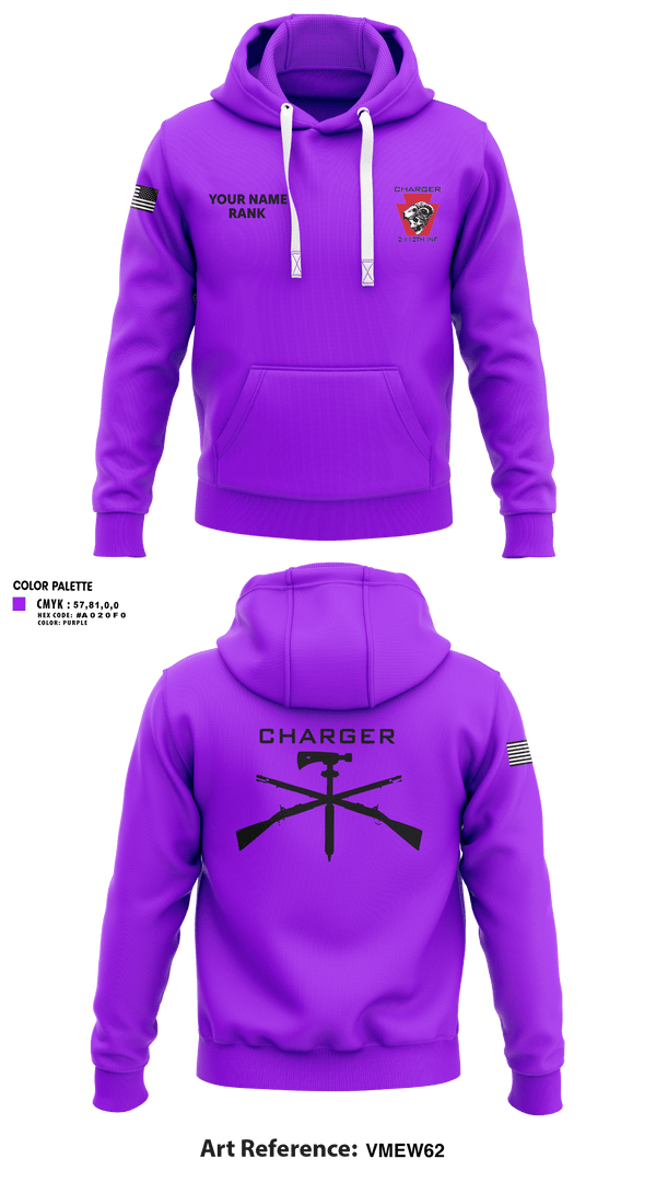 Hoodie, Charger Co. / 2-112th Infantry Battalion, National Guard, Teamtime, Team time, sublimation, custom sports apparel, team uniforms, spirit wear, spiritwear, sports uniforms, custom shirts, team store, custom team store, fundraiser sports, apparel fundraiser