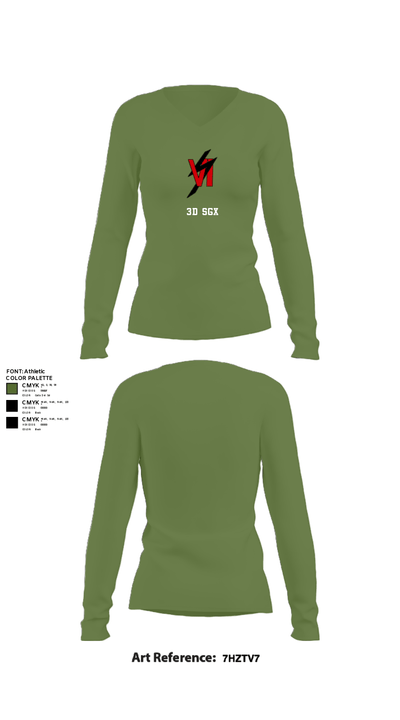 3d SGX 10101271 Women's Long Sleeve V-neck Shirt - 42