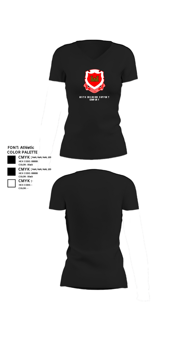 Women's Short Sleeve Vneck Shirt, 185th Engineer Support Company, , Teamtime, Team time, sublimation, custom sports apparel, team uniforms, spirit wear, spiritwear, sports uniforms, custom shirts, team store, custom team store, fundraiser sports, apparel fundraiser