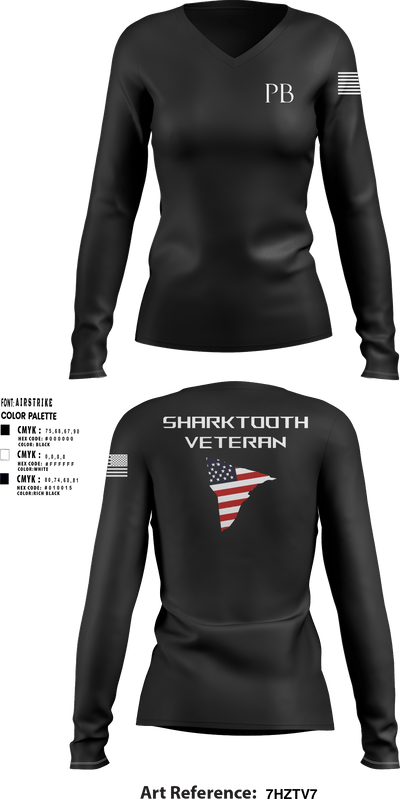 1/8 74512823 Women's Long Sleeve V-neck Shirt - 104