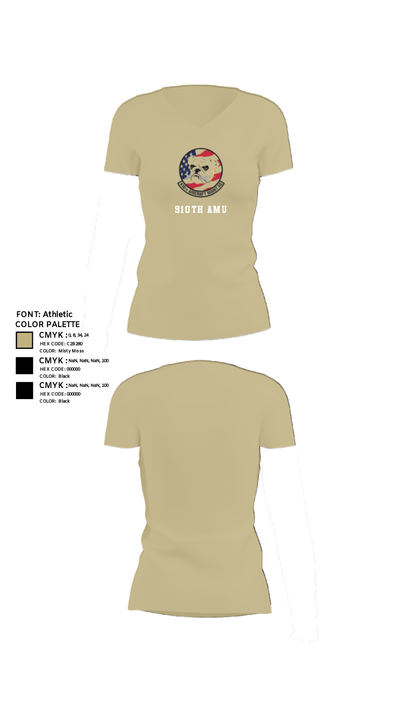 910th AMU 89979521 Women's Short Sleeve V-neck Shirt - 84