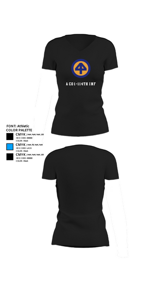 Women's Short Sleeve Vneck Shirt, A Co 1/1-114thA Co 1-114th INF, Army, Teamtime, Team time, sublimation, custom sports apparel, team uniforms, spirit wear, spiritwear, sports uniforms, custom shirts, team store, custom team store, fundraiser sports, apparel fundraiser
