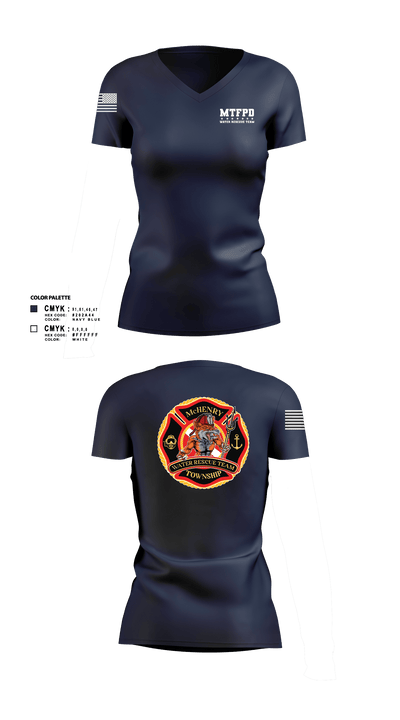 MTFPD Water Rescue Teams 62483869 Women's Short Sleeve V-neck Shirt - 2