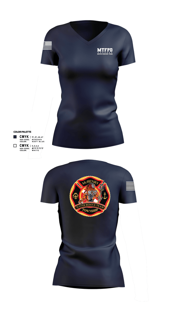Women's Short Sleeve Vneck Shirt, MTFPD Water Rescue Teams, Fire Department, Teamtime, Team time, sublimation, custom sports apparel, team uniforms, spirit wear, spiritwear, sports uniforms, custom shirts, team store, custom team store, fundraiser sports, apparel fundraiser