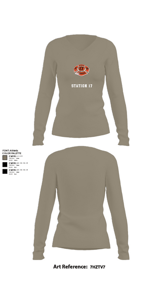 Women's Long Sleeve Vneck Shirt, Station 17, Fire Department, Teamtime, Team time, sublimation, custom sports apparel, team uniforms, spirit wear, spiritwear, sports uniforms, custom shirts, team store, custom team store, fundraiser sports, apparel fundraiser
