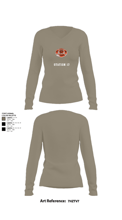 Station 17 90586189 Women's Long Sleeve V-neck Shirt - 62