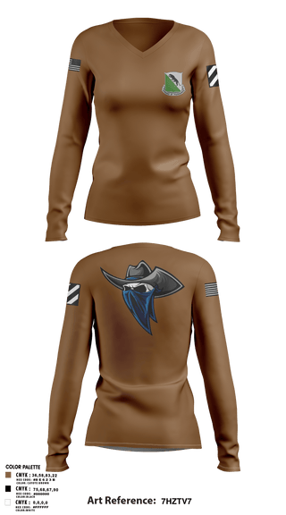 Women's Long Sleeve Vneck Shirt, A-Co 2-69AR, Army, Teamtime, Team time, sublimation, custom sports apparel, team uniforms, spirit wear, spiritwear, sports uniforms, custom shirts, team store, custom team store, fundraiser sports, apparel fundraiser