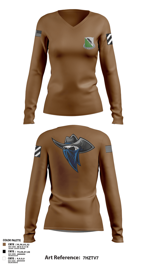 Women's Long Sleeve Vneck Shirt, A-Co 2-69AR, Army, Teamtime, Team time, sublimation, custom sports apparel, team uniforms, spirit wear, spiritwear, sports uniforms, custom shirts, team store, custom team store, fundraiser sports, apparel fundraiser