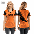 Orange 12763920 Women's Short Sleeve V-neck Shirt - 2