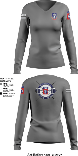 Women's Long Sleeve Vneck Shirt, 82nd ADSB H2F, Army, Teamtime, Team time, sublimation, custom sports apparel, team uniforms, spirit wear, spiritwear, sports uniforms, custom shirts, team store, custom team store, fundraiser sports, apparel fundraiser