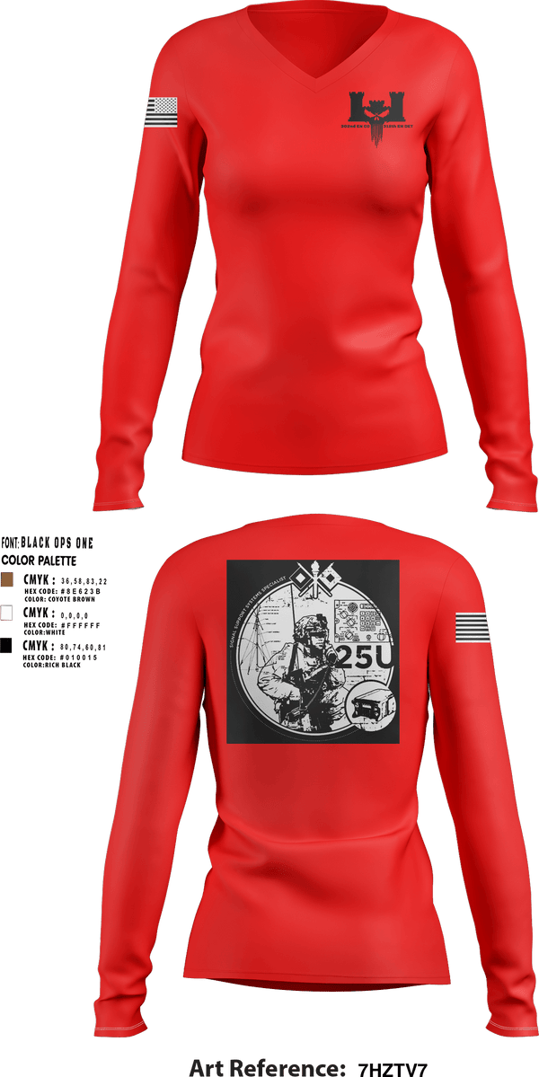 Women's Long Sleeve Vneck Shirt, 302nd EN CO, Army, Teamtime, Team time, sublimation, custom sports apparel, team uniforms, spirit wear, spiritwear, sports uniforms, custom shirts, team store, custom team store, fundraiser sports, apparel fundraiser