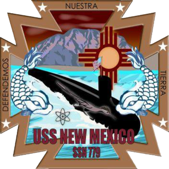 USS New Mexico A-Gang Stainless Steel Water Bottle with a Straw Lid