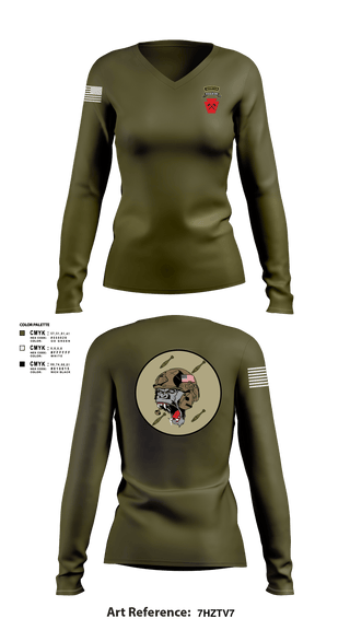 Women's Long Sleeve Vneck Shirt, Aco 1-111th secfor1-111 MTR renew, National Guard, Teamtime, Team time, sublimation, custom sports apparel, team uniforms, spirit wear, spiritwear, sports uniforms, custom shirts, team store, custom team store, fundraiser sports, apparel fundraiser