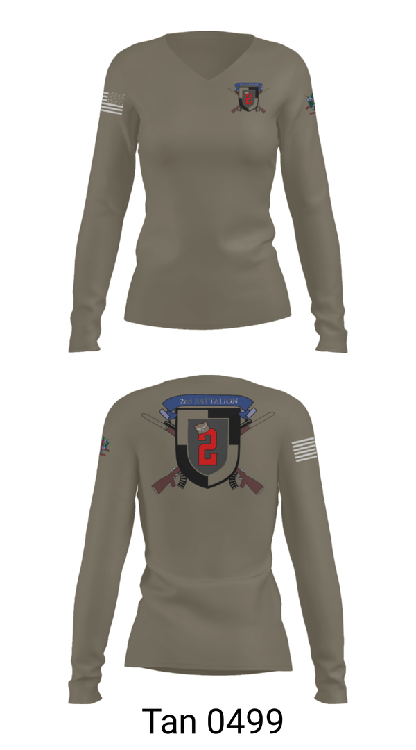 Women's Long Sleeve Vneck Shirt, 2nd Battalion, Army, Teamtime, Team time, sublimation, custom sports apparel, team uniforms, spirit wear, spiritwear, sports uniforms, custom shirts, team store, custom team store, fundraiser sports, apparel fundraiser