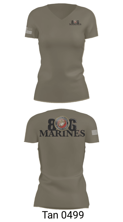 806 Marines 13874790 Women's Short Sleeve V-neck Shirt - 68