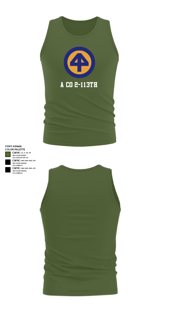 Tank Top, A CO 2-113th, Army, Teamtime, Team time, sublimation, custom sports apparel, team uniforms, spirit wear, spiritwear, sports uniforms, custom shirts, team store, custom team store, fundraiser sports, apparel fundraiser