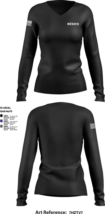México 77334867 Women's Long Sleeve V-neck Shirt - 1