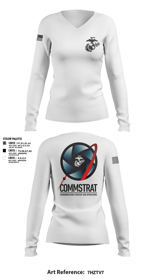 Women's Long Sleeve Vneck Shirt, MCRDPI COMMSTRAT, Marines, Teamtime, Team time, sublimation, custom sports apparel, team uniforms, spirit wear, spiritwear, sports uniforms, custom shirts, team store, custom team store, fundraiser sports, apparel fundraiser