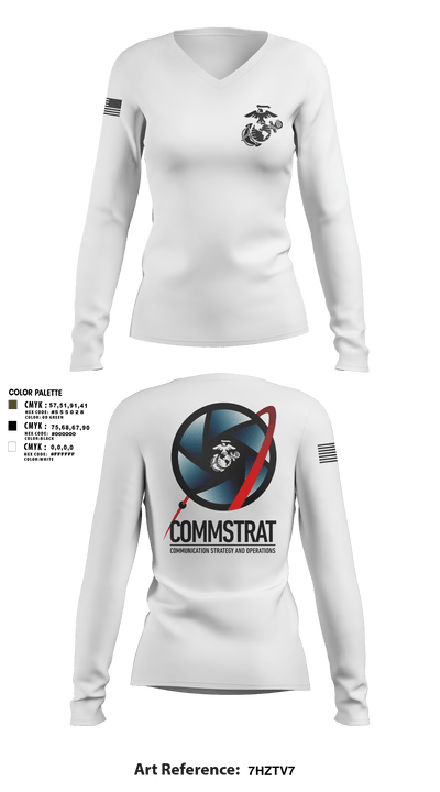 MCRDPI COMMSTRAT 84265949 Women's Long Sleeve V-neck Shirt - 5