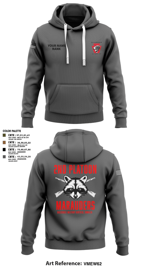 Hoodie, Charger Co. / 2-112th Infantry Battalion, National Guard, Teamtime, Team time, sublimation, custom sports apparel, team uniforms, spirit wear, spiritwear, sports uniforms, custom shirts, team store, custom team store, fundraiser sports, apparel fundraiser