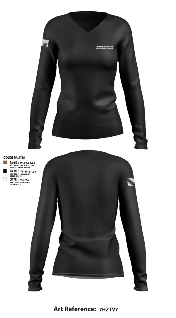 Women's Long Sleeve Vneck Shirt, 199th Brigade Support Battalion, National Guard, Teamtime, Team time, sublimation, custom sports apparel, team uniforms, spirit wear, spiritwear, sports uniforms, custom shirts, team store, custom team store, fundraiser sports, apparel fundraiser