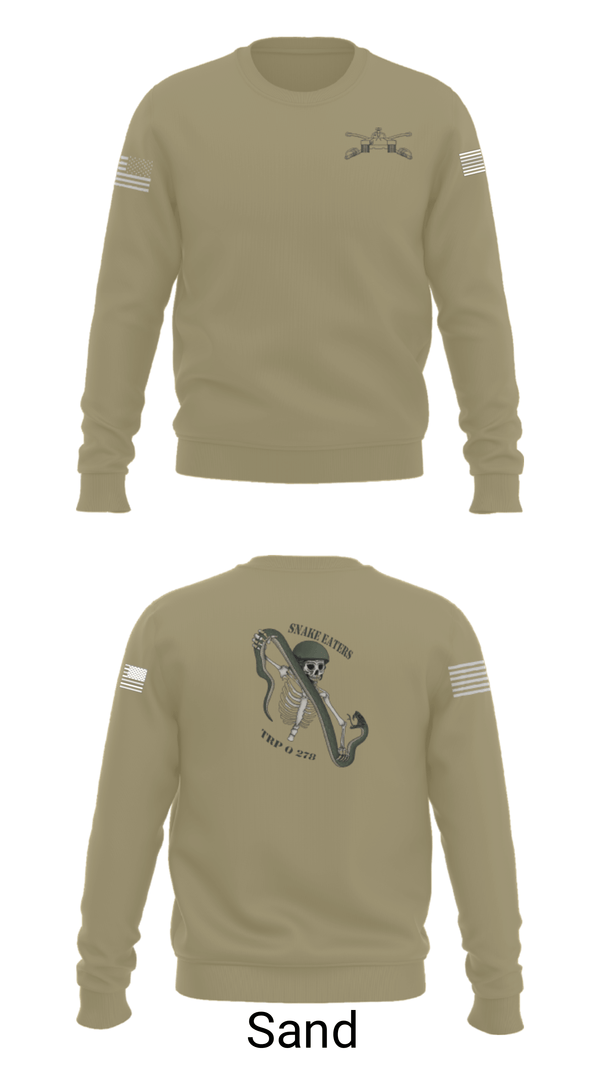 Crew Neck Sweatshirt, Q Troop 4/278th, Army, Teamtime, Team time, sublimation, custom sports apparel, team uniforms, spirit wear, spiritwear, sports uniforms, custom shirts, team store, custom team store, fundraiser sports, apparel fundraiser