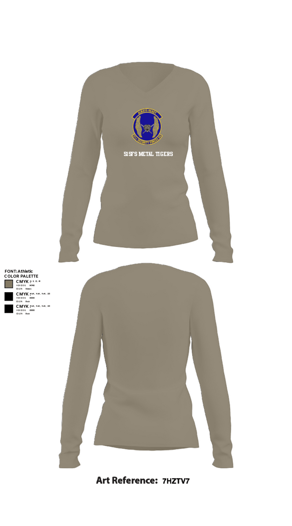 Women's Long Sleeve Vneck Shirt, 51SFS Metal Tigers, Air Force, Teamtime, Team time, sublimation, custom sports apparel, team uniforms, spirit wear, spiritwear, sports uniforms, custom shirts, team store, custom team store, fundraiser sports, apparel fundraiser