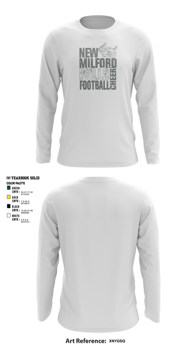 New Milford Bulls Football And Cheerleading 19489077 Long Sleeve Performance Shirt - 10
