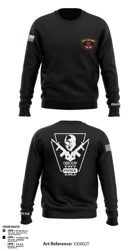 Crew Neck Sweatshirt, Erie police department, Police, Teamtime, Team time, sublimation, custom sports apparel, team uniforms, spirit wear, spiritwear, sports uniforms, custom shirts, team store, custom team store, fundraiser sports, apparel fundraiser