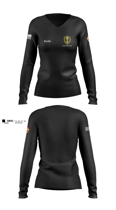 415th MP DET 50307649 Women's Long Sleeve V-neck Shirt - 2