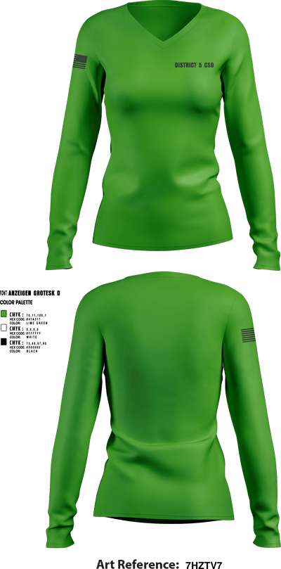 District 5 CSO 28339770 Women's Long Sleeve V-neck Shirt - 1