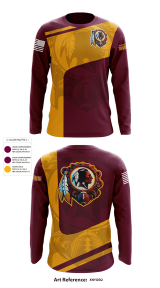 Long Sleeve Performance Shirt, Washington Redskins, Football, Teamtime, Team time, sublimation, custom sports apparel, team uniforms, spirit wear, spiritwear, sports uniforms, custom shirts, team store, custom team store, fundraiser sports, apparel fundraiser