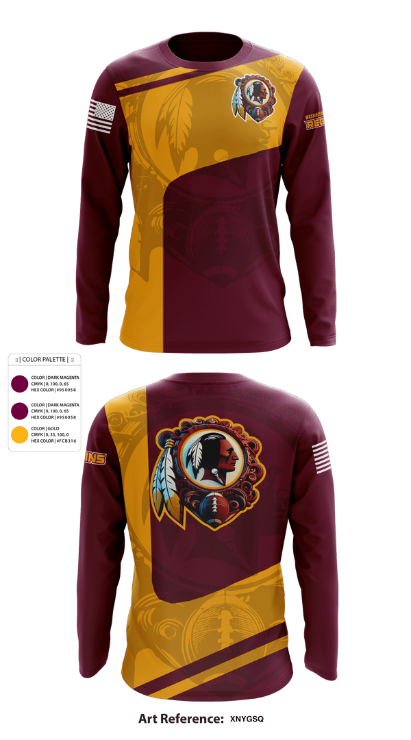 Long Sleeve Performance Shirt, Washington Redskins, Football, Teamtime, Team time, sublimation, custom sports apparel, team uniforms, spirit wear, spiritwear, sports uniforms, custom shirts, team store, custom team store, fundraiser sports, apparel fundraiser