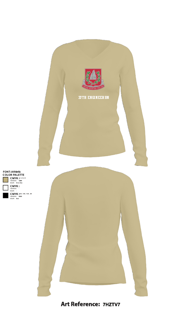 Women's Long Sleeve Vneck Shirt, 37th engineer bn, Army, Teamtime, Team time, sublimation, custom sports apparel, team uniforms, spirit wear, spiritwear, sports uniforms, custom shirts, team store, custom team store, fundraiser sports, apparel fundraiser