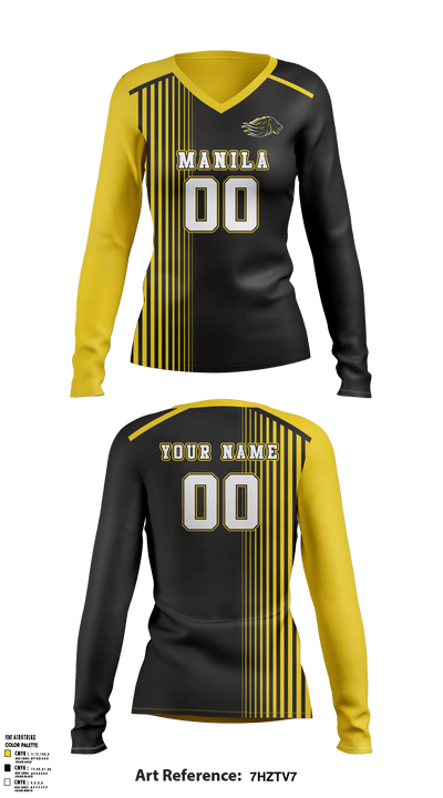 Manila Middle School Volleyball 11033273 Women's Long Sleeve V-neck Shirt - 2