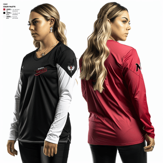 Women's Long Sleeve Vneck Shirt, NEMESISOCS 117th RTI, Softball, Teamtime, Team time, sublimation, custom sports apparel, team uniforms, spirit wear, spiritwear, sports uniforms, custom shirts, team store, custom team store, fundraiser sports, apparel fundraiser
