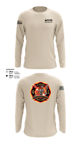 Long Sleeve Performance Shirt, MTFPD Water Rescue Teams, Fire Department, Teamtime, Team time, sublimation, custom sports apparel, team uniforms, spirit wear, spiritwear, sports uniforms, custom shirts, team store, custom team store, fundraiser sports, apparel fundraiser