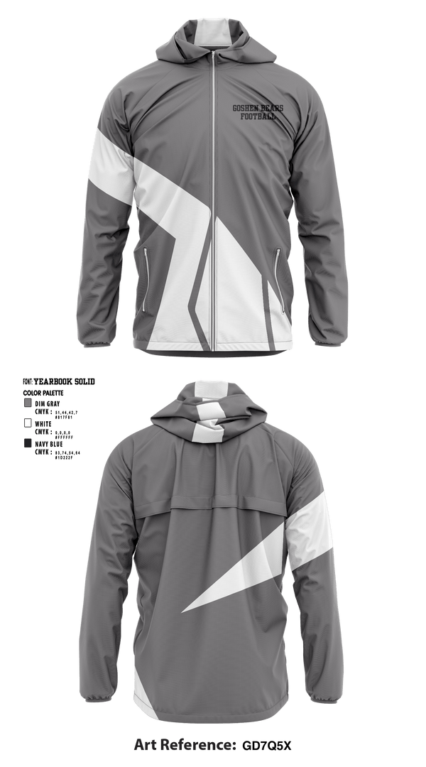 Windbreaker, Goshen Bears, Football, Teamtime, Team time, sublimation, custom sports apparel, team uniforms, spirit wear, spiritwear, sports uniforms, custom shirts, team store, custom team store, fundraiser sports, apparel fundraiser
