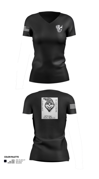Women's Short Sleeve Vneck Shirt, NMCPAC Seal Beach, Navy, Teamtime, Team time, sublimation, custom sports apparel, team uniforms, spirit wear, spiritwear, sports uniforms, custom shirts, team store, custom team store, fundraiser sports, apparel fundraiser