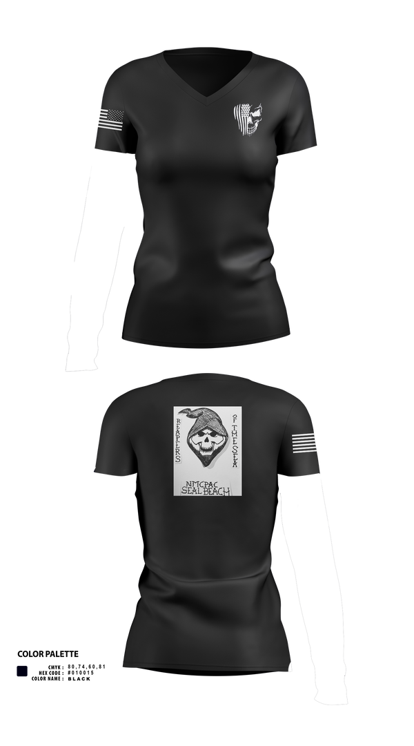 Women's Short Sleeve Vneck Shirt, NMCPAC Seal Beach, Navy, Teamtime, Team time, sublimation, custom sports apparel, team uniforms, spirit wear, spiritwear, sports uniforms, custom shirts, team store, custom team store, fundraiser sports, apparel fundraiser
