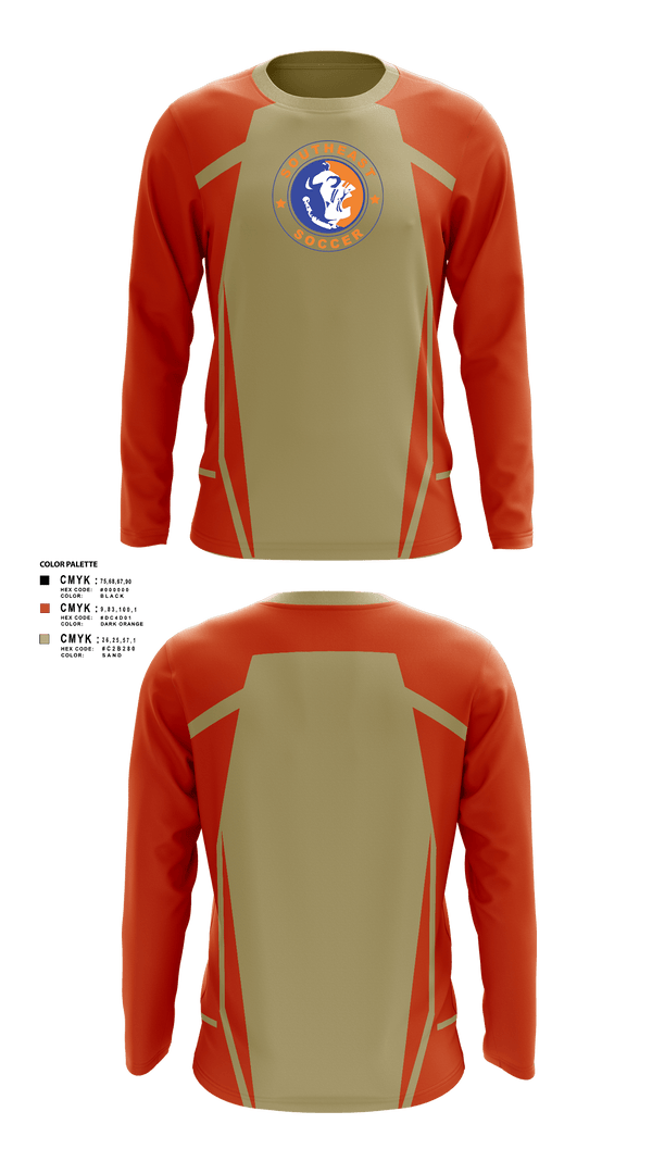 Long Sleeve Performance Shirt, Southeast Soccer, Men's Soccer, Teamtime, Team time, sublimation, custom sports apparel, team uniforms, spirit wear, spiritwear, sports uniforms, custom shirts, team store, custom team store, fundraiser sports, apparel fundraiser