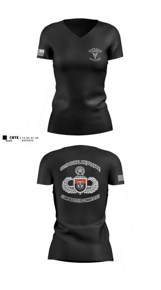 Women's Short Sleeve Vneck Shirt, MCPOD-XVIII Airborne Corps2d Battalion, 3d Special Forces Group112th Signal Jumpmaster, Army, Teamtime, Team time, sublimation, custom sports apparel, team uniforms, spirit wear, spiritwear, sports uniforms, custom shirts, team store, custom team store, fundraiser sports, apparel fundraiser