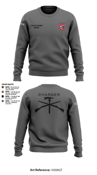 Crew Neck Sweatshirt, Charger Co. / 2-112th Infantry Battalion, National Guard, Teamtime, Team time, sublimation, custom sports apparel, team uniforms, spirit wear, spiritwear, sports uniforms, custom shirts, team store, custom team store, fundraiser sports, apparel fundraiser