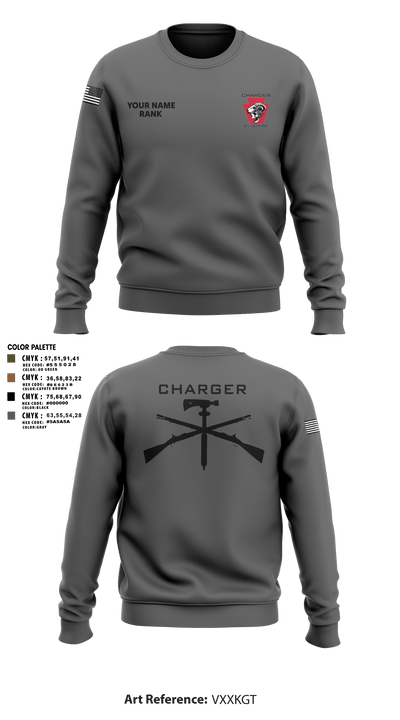 Charger Co. / 2-112th Infantry Battalion 37738588 Crew Neck Sweatshirt - 110