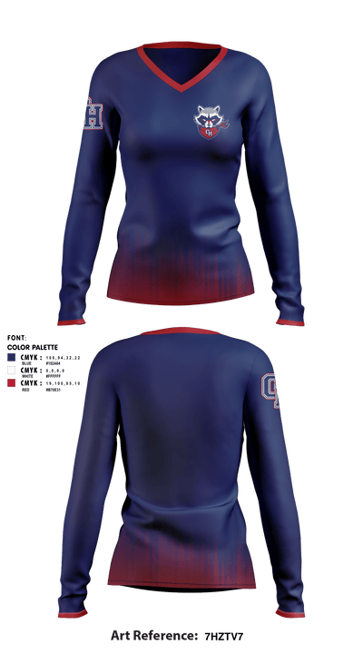Oak Hill High School 95566271 Women's Long Sleeve V-neck Shirt - 1