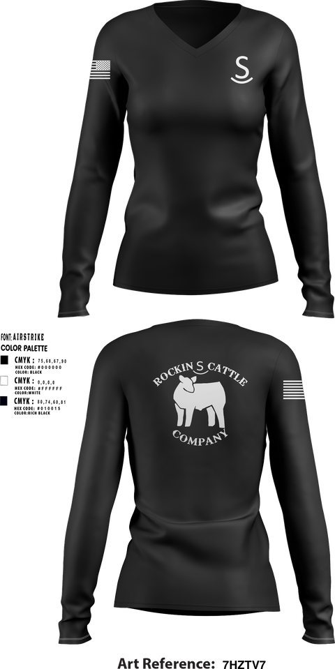 Women's Long Sleeve Vneck Shirt, Rockin S cattle Co.Rockin S cattle Co., , Teamtime, Team time, sublimation, custom sports apparel, team uniforms, spirit wear, spiritwear, sports uniforms, custom shirts, team store, custom team store, fundraiser sports, apparel fundraiser