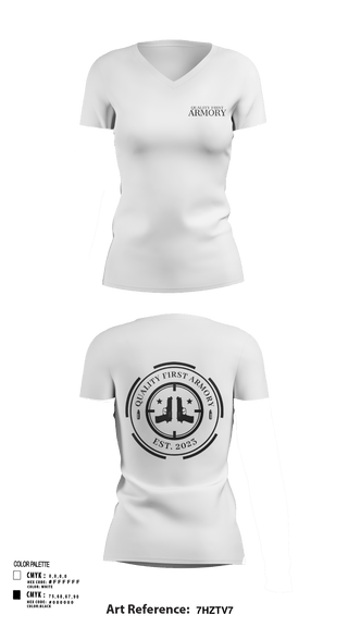 Women's Short Sleeve Vneck Shirt, QUALITY FIRST ARMORY, , Teamtime, Team time, sublimation, custom sports apparel, team uniforms, spirit wear, spiritwear, sports uniforms, custom shirts, team store, custom team store, fundraiser sports, apparel fundraiser